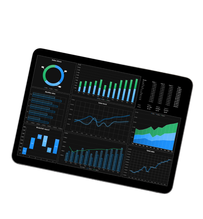 Tablet showing predictive market trend graphs and charts tailored for real estate insights